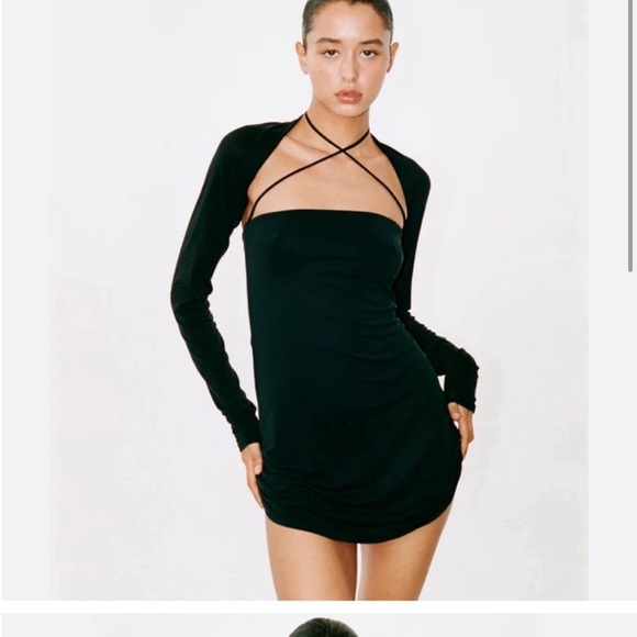 With Jean Mini Dress with Black Long Sleeve Addition - Picture 1 of 4